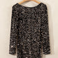 Chestnut Sequin Crew Neck Long Sleeve Bodycon Dress