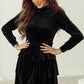 Black Velvet High Neck Tiered Ruffle Mini Dress