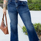Dirty blue Plus Size High Waist Side Slits Flare Jeans