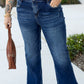 Dirty blue Plus Size High Waist Side Slits Flare Jeans