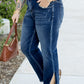 Dirty blue Plus Size High Waist Side Slits Flare Jeans