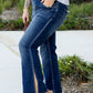 Dirty blue Plus Size High Waist Side Slits Flare Jeans
