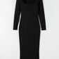 Black Long Sleeve Square Neck Maxi Bodycon Dress