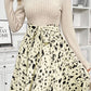 Beige Ribbed Knit Patchwork Printed Belted A-line Dress