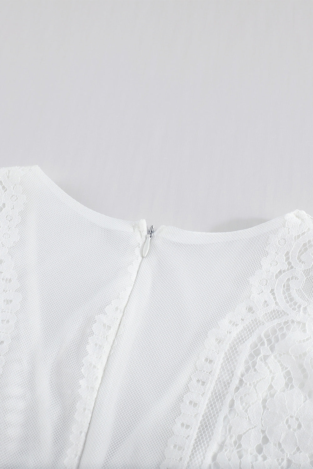 White V Neck High Waist Lace Maxi Dress