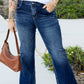 Dirty blue Plus Size High Waist Side Slits Flare Jeans
